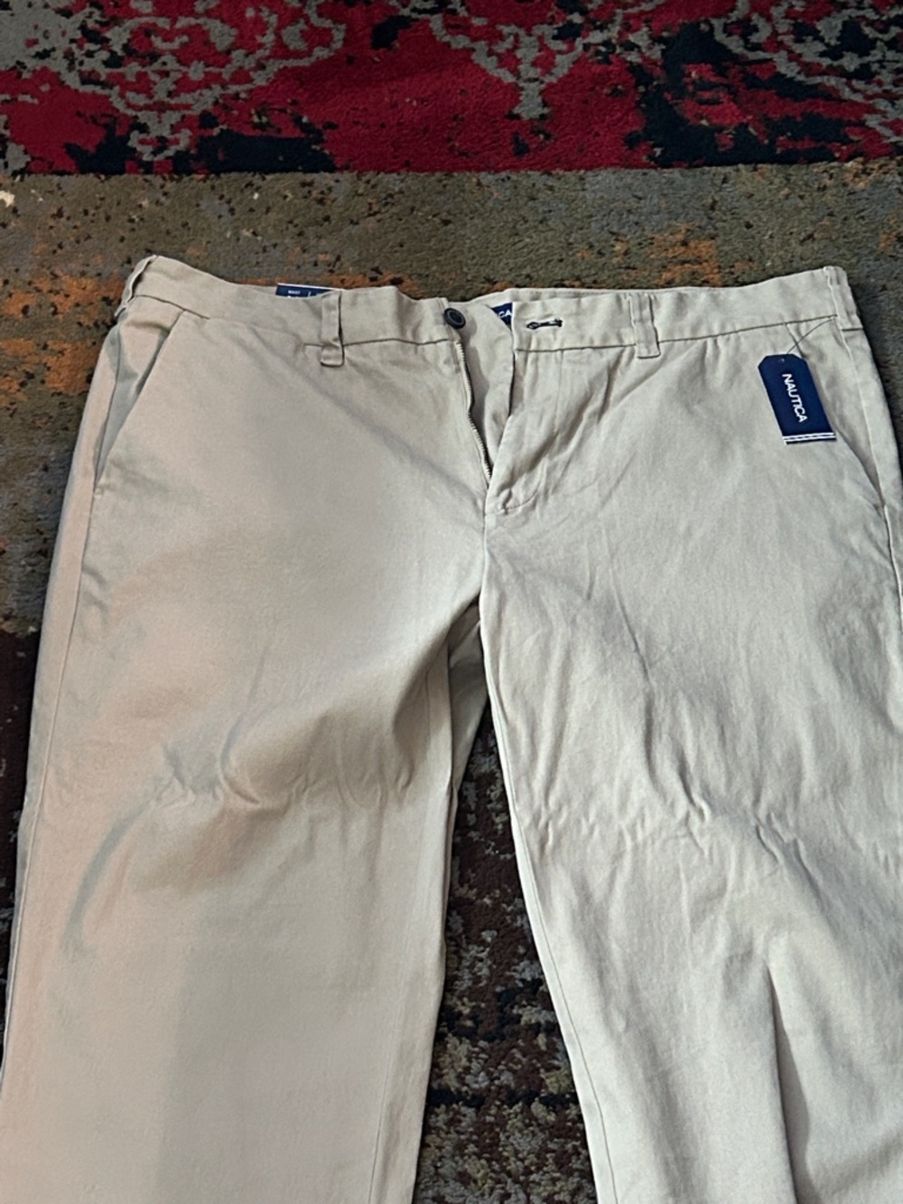 NWT Nautica Men's Beige Chino Pants - Classic Straight Fit - Picture 3 of 8